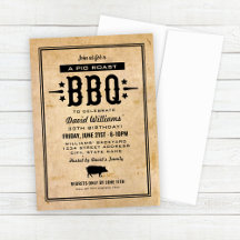 BBQ Varkensrooster Vintage Papier Verjaardag