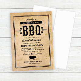 BBQ Varkensrooster Vintage Papier Verjaardag Kaart