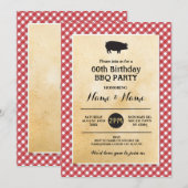 BBQ Verjaardag Elke Leeftijd Rustiek Rood Hout Uit Kaart (Voorkant / Achterkant)