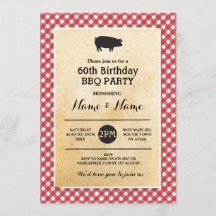 BBQ Verjaardag Elke Leeftijd Rustiek Rood Hout Uit Kaart