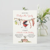 BBQ Verjaardag Gingham Achtertuin Picknick waslijn Kaart (Staand voorkant)