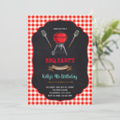 BBQ-verjaardag picknick shower feest uitnodiging (Staand voorkant)