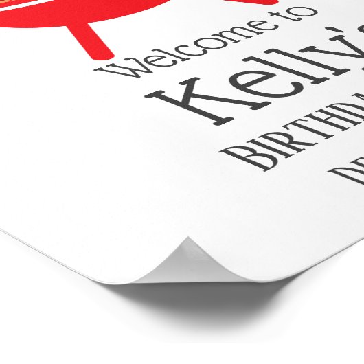 bbq verjaardagsfeest , barbecue , bbq grill , welk poster (Hoek)