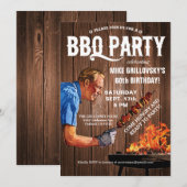 BBQ Verjaardagsfeest Uitnodigingen | Hout (Voorkant / Achterkant)