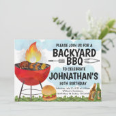 BBQ verjaardagsfeestje uitnodiging (Staand voorkant)