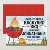 BBQ verjaardagsfeestje uitnodiging (Voorkant / Achterkant)