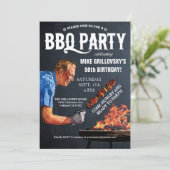  BBQ verjaardagsfeestje uitnodigingen schoolbord (Staand voorkant)