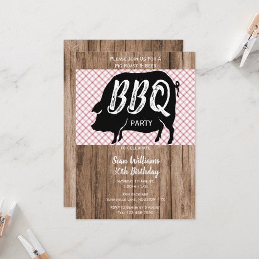 BBQ verjaardagsfeestuitnodiging Kaart (Voorkant / Achterkant in situ)