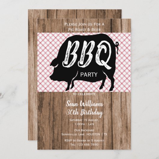 BBQ verjaardagsfeestuitnodiging Kaart (Voorkant / Achterkant)