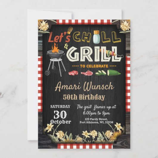 BBQ verjaardagsfeestuitnodiging Kaart (Voorkant)