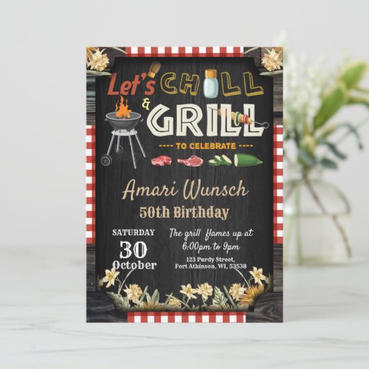 BBQ verjaardagsfeestuitnodiging Kaart (Staand voorkant)