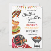 BBQ verjaardagsuitnodiging, grillen op het koelen  Kaart (Voorkant)