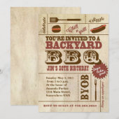 BBQ Verjaardagsuitnodiging Kaart (Voorkant / Achterkant)