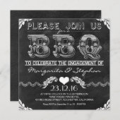 BBQ verlovingsfeest black krijtbord uitnodigingen (Voorkant / Achterkant)