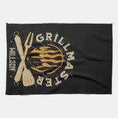 BBQ Vlam Vintage Grill Typografie Theedoek (Horizontaal)