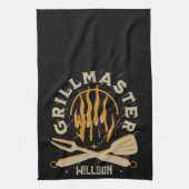 BBQ Vlam Vintage Grill Typografie Theedoek (Verticaal)