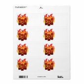 bbq-vlamtekstontwerp etiket (Full Sheet)