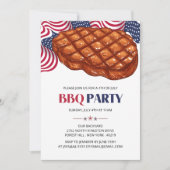BBQ vlees steak patriottisch 4 juli feest Kaart (Voorkant)