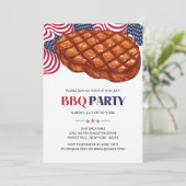 BBQ vlees steak patriottisch 4 juli feest Kaart (Staand voorkant)