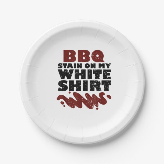 BBQ Vlek op mijn Wit Papieren Bordje (Voorkant)