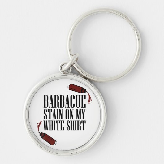 BBQ Vlek op mijn Wit Sleutelhanger (Voorkant)