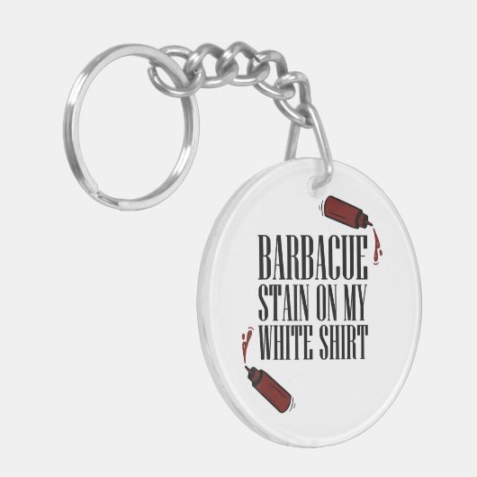 BBQ Vlek op mijn Wit Sleutelhanger (Voorkant Links)