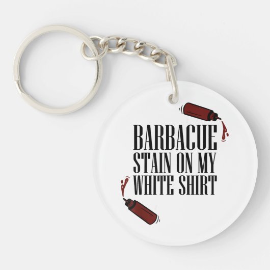 BBQ Vlek op mijn Wit Sleutelhanger (Voorkant)