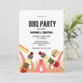 BBQ-voedsel Vlammen Kook Uit Feest Uitnodiging (Staand voorkant)