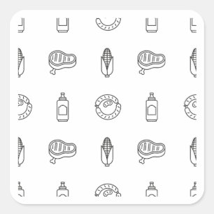 BBQ-voedselicoonpatroon zwart ontwerp sticker