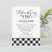 BBQ Voor ik Black Gingham Rehearsal Dinner doe Kaart (Staand voorkant)