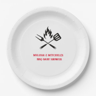 BBQ vork lepel buiten koppels baby shower Papieren Bordje