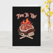 BBQ vuurt Grill Lover Grilling Steak op Kaart (Gele Bloem)