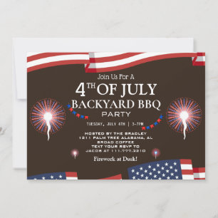 BBQ & Vuurwerk 4 juli Onafhankelijkheidsdag Feest Kaart