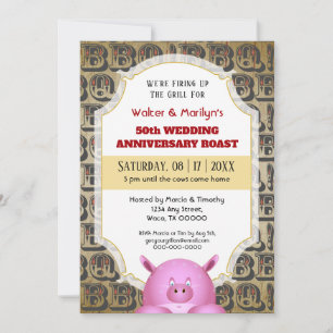BBQ Wedding Jubileum Pig Roast Party uitnodigt Kaart