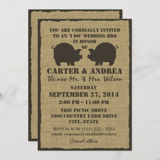 BBQ Wedding Reception Kaart (Voorkant / Achterkant)