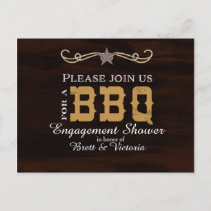 BBQ Western Country Trouwkaart Elegante Postkaart Uitnodiging Briefkaart