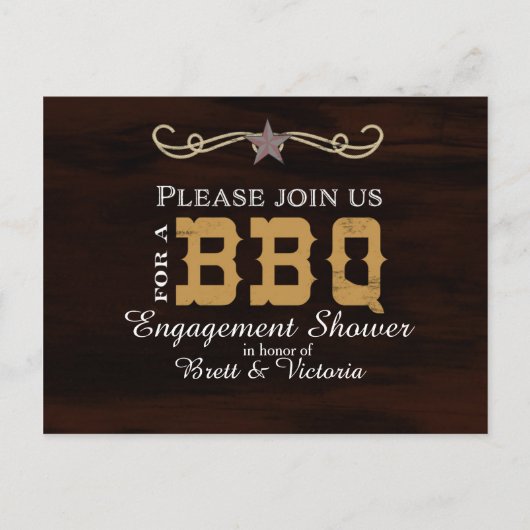 BBQ Western Country Verloving Elegant Briefkaart (Voorkant)