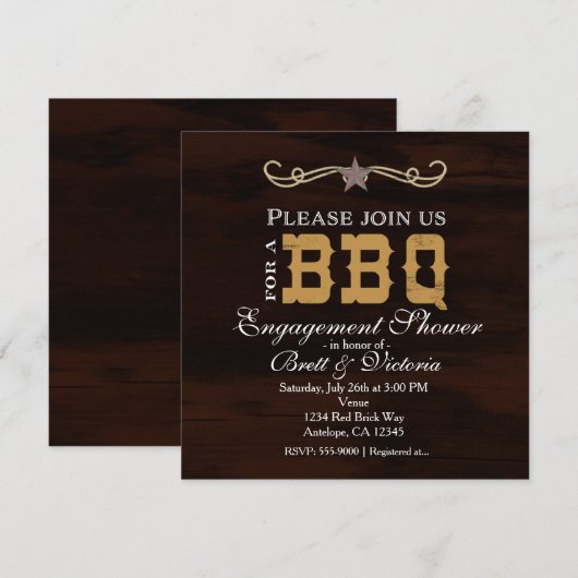 BBQ Western Houten Verloving Koppels Douche Party Kaart (Voorkant / Achterkant)