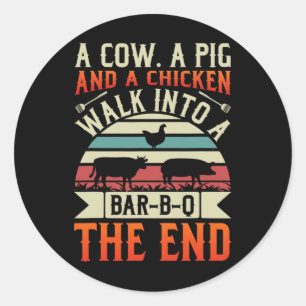 BBQ Zomer Grillin Koe Varken Kip Voor Mannen Graph Ronde Sticker