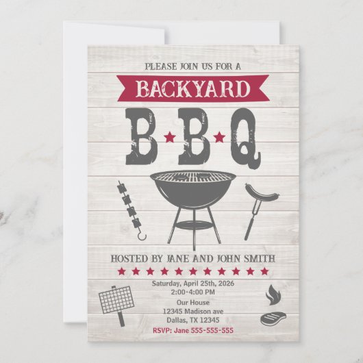 BBQ Zomer Tuinfeest Rustiek Kaart (Voorkant)