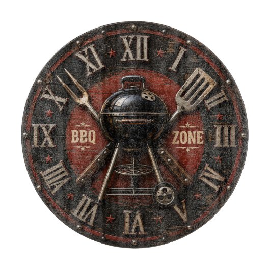 BBQ Zone Backyard BBQ Gift Vintage Barbecue Snijplank (Voorkant)