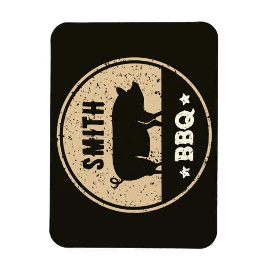  BBQ Zwart Tan Pig Logo Distressed Magneet (Verticaal)