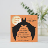 BBT, Full Moon, Halloween Birthday Uitnodiging (Staand voorkant)