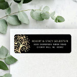 BBT Mitzvah Black Gold Tree of Life Return Address Etiket<br><div class="desc">Wees trots, verheug en toon deze mijlpaal van je favoriete Bat Mitzvah met dit leuke, geavanceerde, gepersonaliseerde etiket van je retouradres! Een grafische faux gouden folieboom met een dunne ster van David en puntige "bladeren", samen met een serif typografie, bedekt een rijke, geavanceerde, zwarte achtergrond. Pas de douanetekst met jouw...</div>