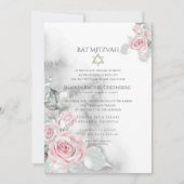 BBT MITZVAH | Elegant roze Waterverf Rozen Kaart (Voorkant)