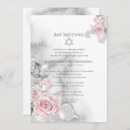 BBT MITZVAH | Elegant roze Waterverf Rozen Kaart