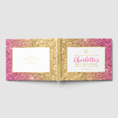 BBT MITZVAH-galm, koele luxe roze goudglitter Gastenboek (Volledig)