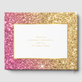 BBT MITZVAH-galm, koele luxe roze goudglitter Gastenboek (Achterkant)