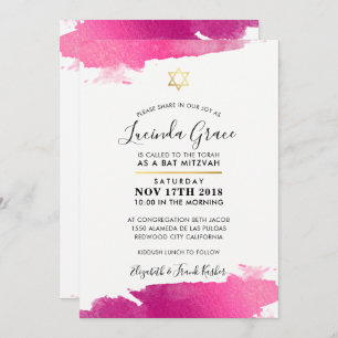 BBT MITZVAH INVITE modern gelaagd goudroze zwart Kaart