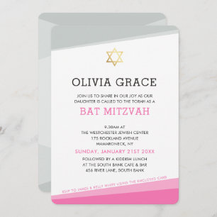 BBT MITZVAH INVITTEREN eenvoudige moderne hoeken r Kaart
